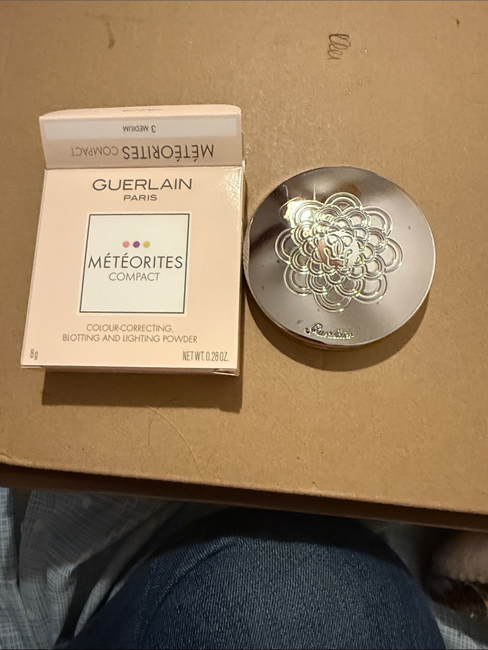 GUERLAIN Silver Floral Engraved Compact Powder